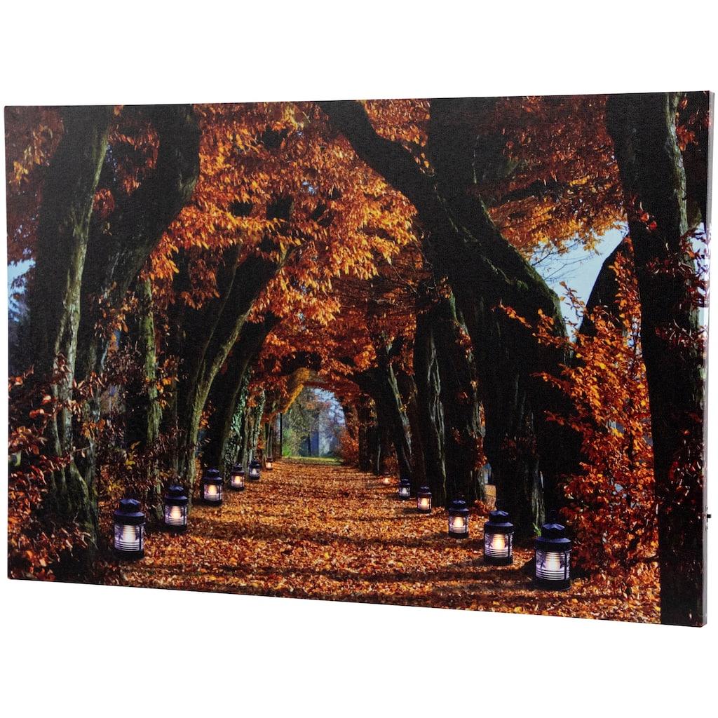 LED Lighted Fall Tree Archway Lanterns Canvas Wall Art 23.5" x 15.5"