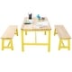 preview thumbnail 3 of 9, 3 Pieces Rectangular Kids Wooden Activity Table and Bench Set Suitable Playroom Daycare or Tutoring Center