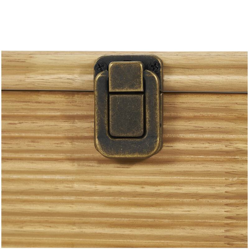 Wood Carved Linear Decorative Box - Set of 2 Light Brown - Roche River Decor