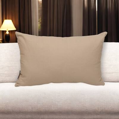 HomeRoots 12" X 18" Beige Cotton Lumbar Throw Pillow