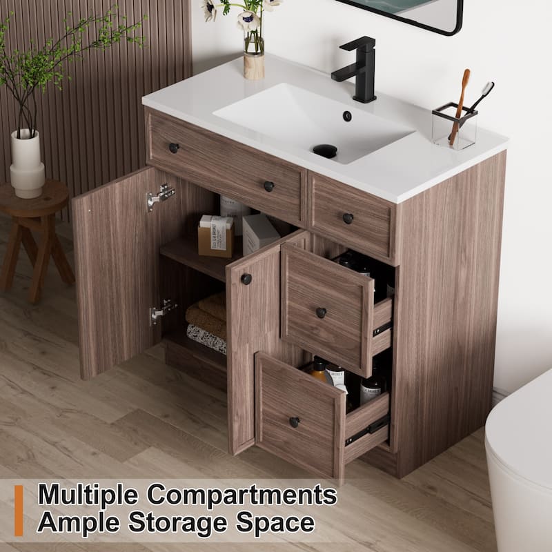 36"/48"/60"/72" Bathroom Vanity Set with Sink & Faucet