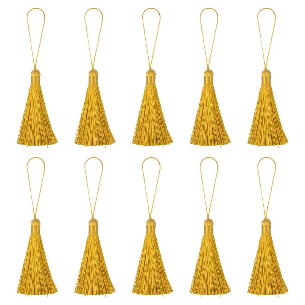 6.5" Silky Bookmark Tassels with Loop for DIY Craft Accessory, 20Pcs Wheat