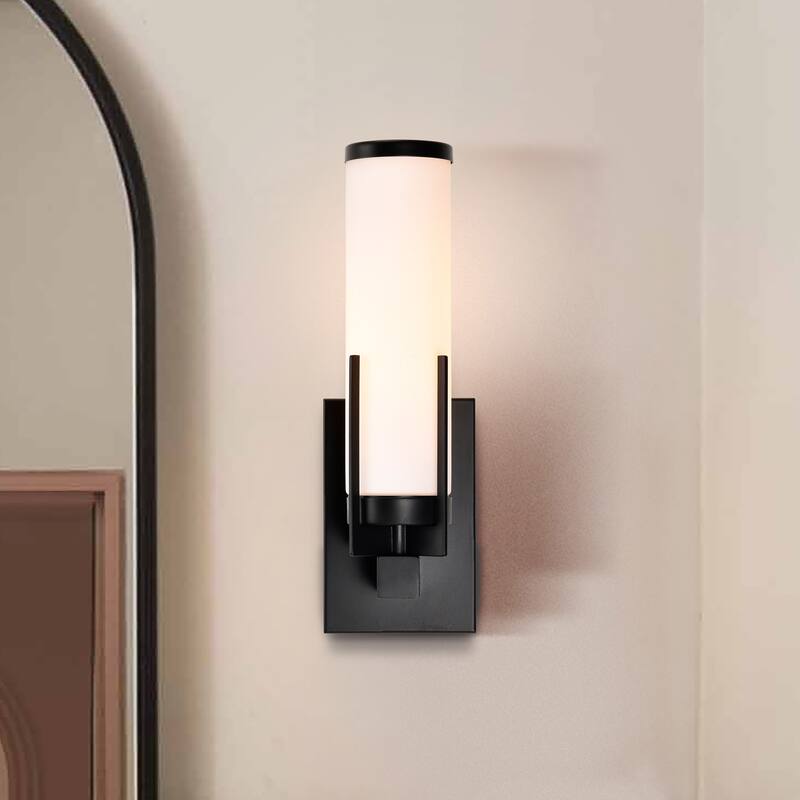 Roselle 1 Light Vanity Matte Black with White Glass - Matte Black