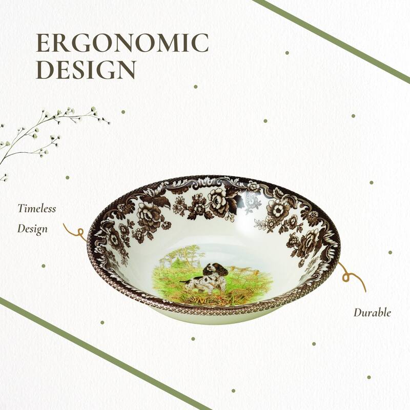 Spode Woodland Ascot Cereal Bowl Assorted Dogs - 8 Inch