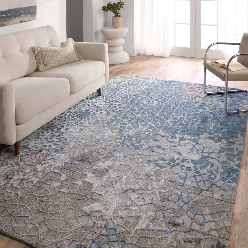 Sahaj Handmade Abstract Blue/Gray Area Rug