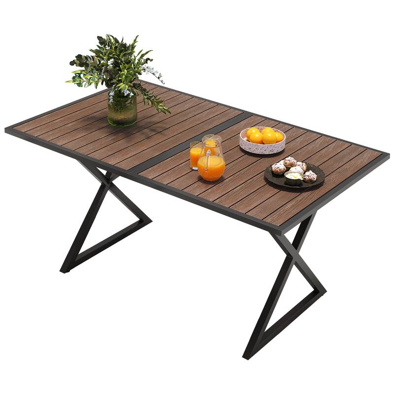 Moasis 59" Rectangle Outdoor Plastic Wood Patio Dining Table For up to 6 People