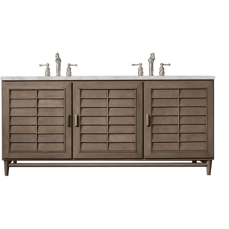James Martin Vanities 620-V72-FVSL Portland 72" Free Standing Double - Whitewashed Walnut - Walnut Finish