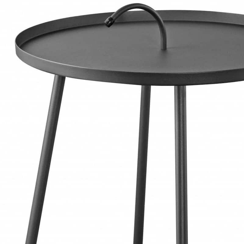 25” Grey Stainless Steel End Table with Round Tray Top Stylish Side Table for Living Room Bedroom or Office - 20"L x 20"W x 25"H