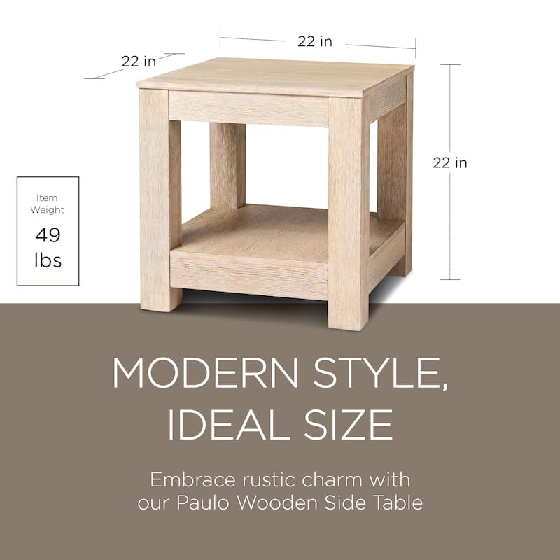 Maven Lane Paulo Wooden Side Table in Weathered Black Finish