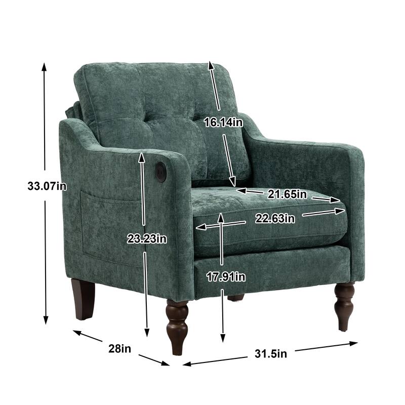 Office Chair Dark Green Side Chair with USB Charging Port, Simple Dressing Chair Club Chair Arm Chair Padded Chair