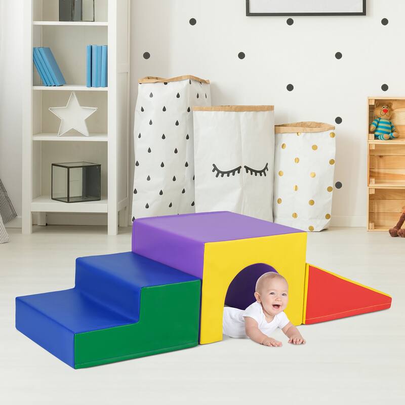 Gymax Kids Climb and Crawl Activity Playset Blocks w/ Waterproof PU - Multicolor
