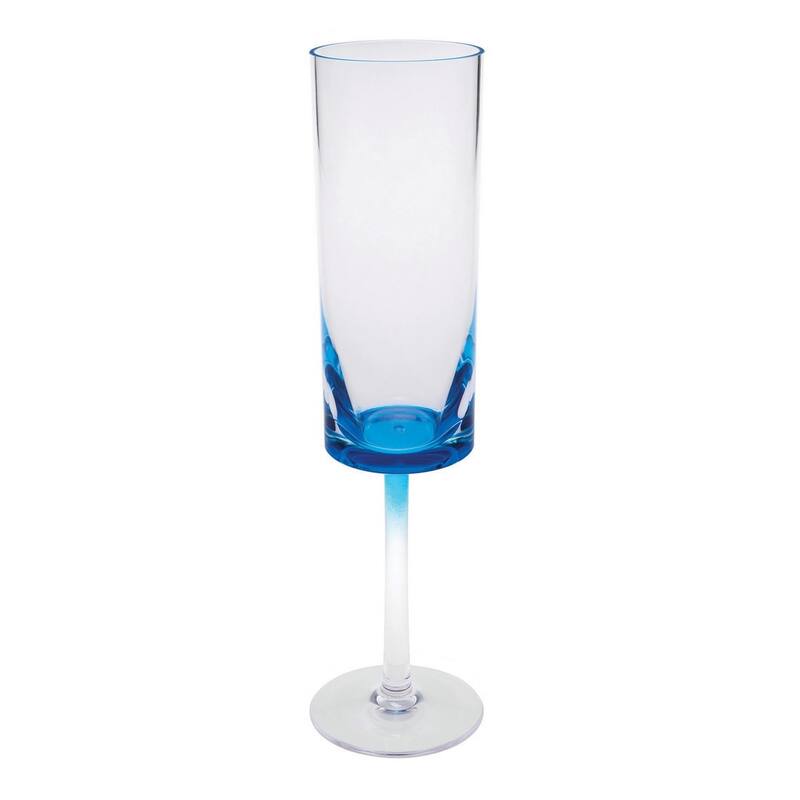 HomeRoots Set of Four Clear and Blue Acrylic Stemmed Flutes - 1.96 in. x 8.46 in. x 1.96 in.