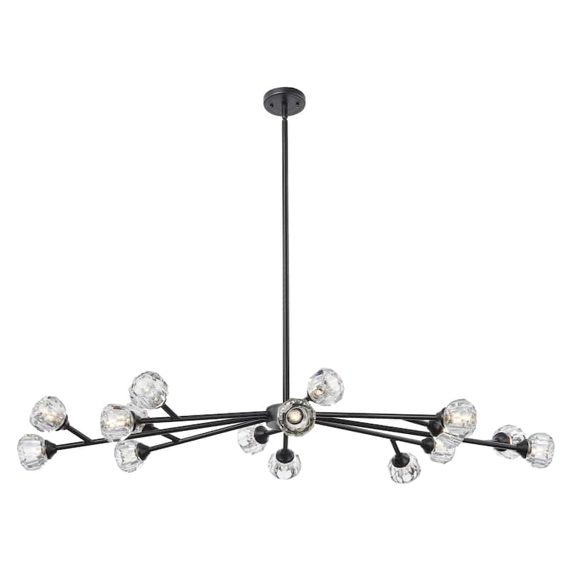 Innovations Lighting Downtown Urban - Aurora - 16 Light 48" Chandelier - Matte Black Finish - Clear Glass - Clear/Matte Black