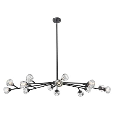 Innovations Lighting Downtown Urban - Aurora - 16 Light 48" Chandelier - Matte Black Finish - Clear Glass