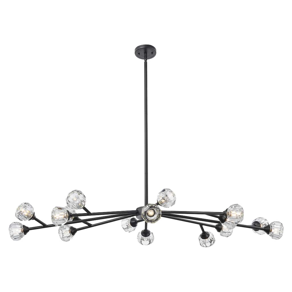 Innovations Lighting Downtown Urban - Aurora - 16 Light 48" Chandelier - Matte Black Finish - Clear Glass