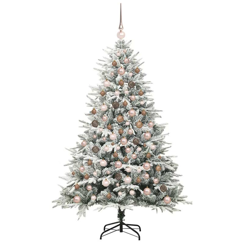 vidaXL Artificial Christmas Tree LED&Ball Set&Flocked Snow Decoration PVC&PE