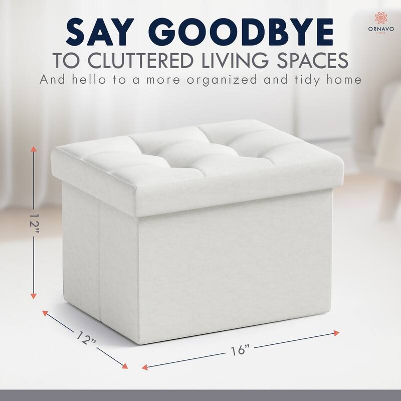 2 Pack Small Rectangle Foldable Storage Ottoman