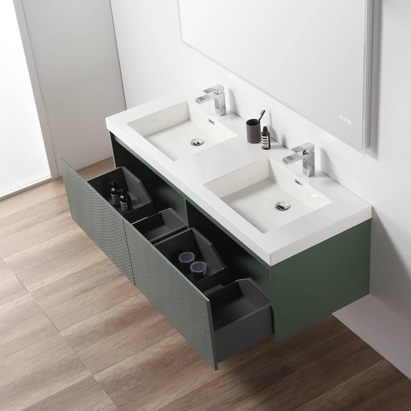 Blossom Positano 60" Floating Double Sink Vanity with Side Cabinets