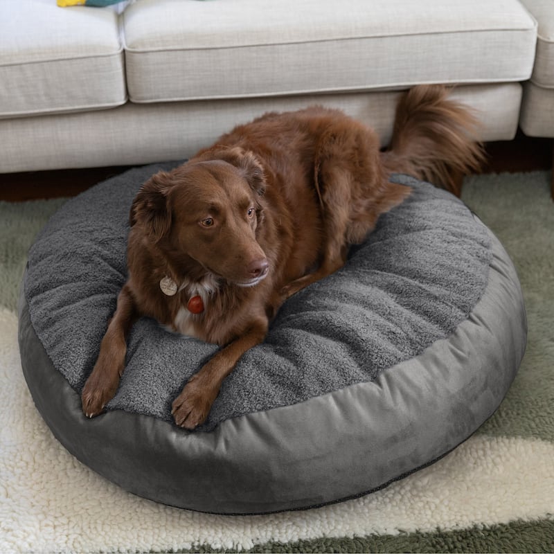 Jaxx Robbi Dog Bed Premium Synthetic-Fur Memory Foam Bean Bag Bed - Medium - Grey / Charcoal