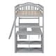 preview thumbnail 13 of 23, Twin Size Wooden Loft Bed with Desk, 2 Drawers, Cabinet, 4 Shelves, Full-Length Guardrail