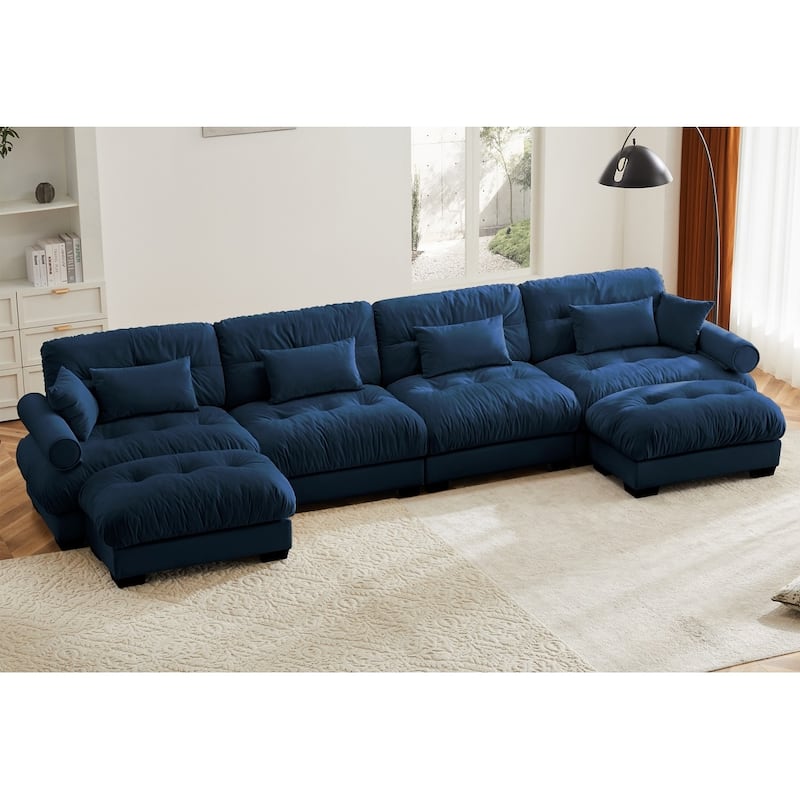 166" Modular U-shaped Sectional Sofa Cloud Couch with Movable Ottomans