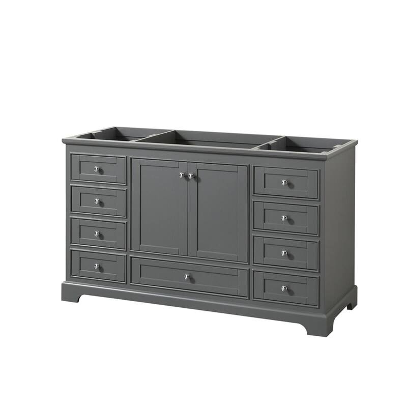 Wyndham Collection Deborah 59-1/4" Free Standing Single Wood Vanity - Dark Gray / Polished Chrome Hardware