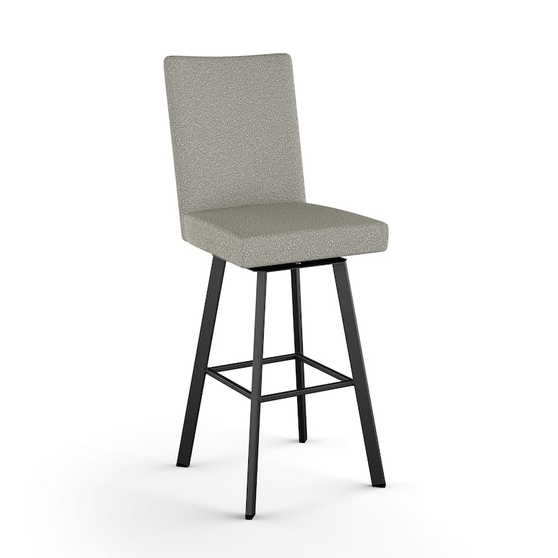 Amisco Elmira Swivel Counter and Bar Stool - Light Beige-Grey Boucle Polyester / Black Metal - Counter Height