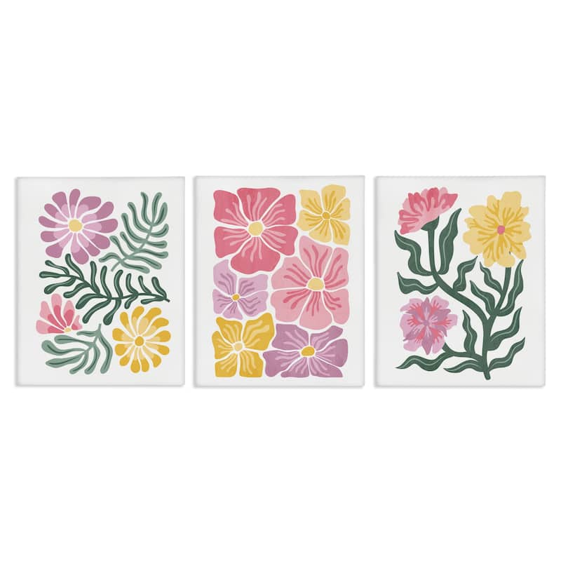 Stupell Minimal Spring Hue Flowers Canvas Wall Art Design By Kim Allen (Set of 3) - 24 x 30