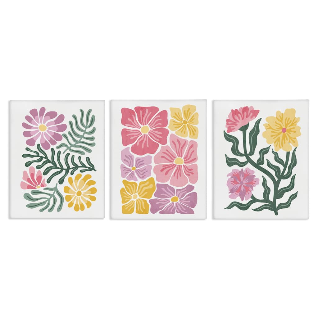 Stupell Minimal Spring Hue Flowers Canvas Wall Art Design By Kim Allen (Set of 3)