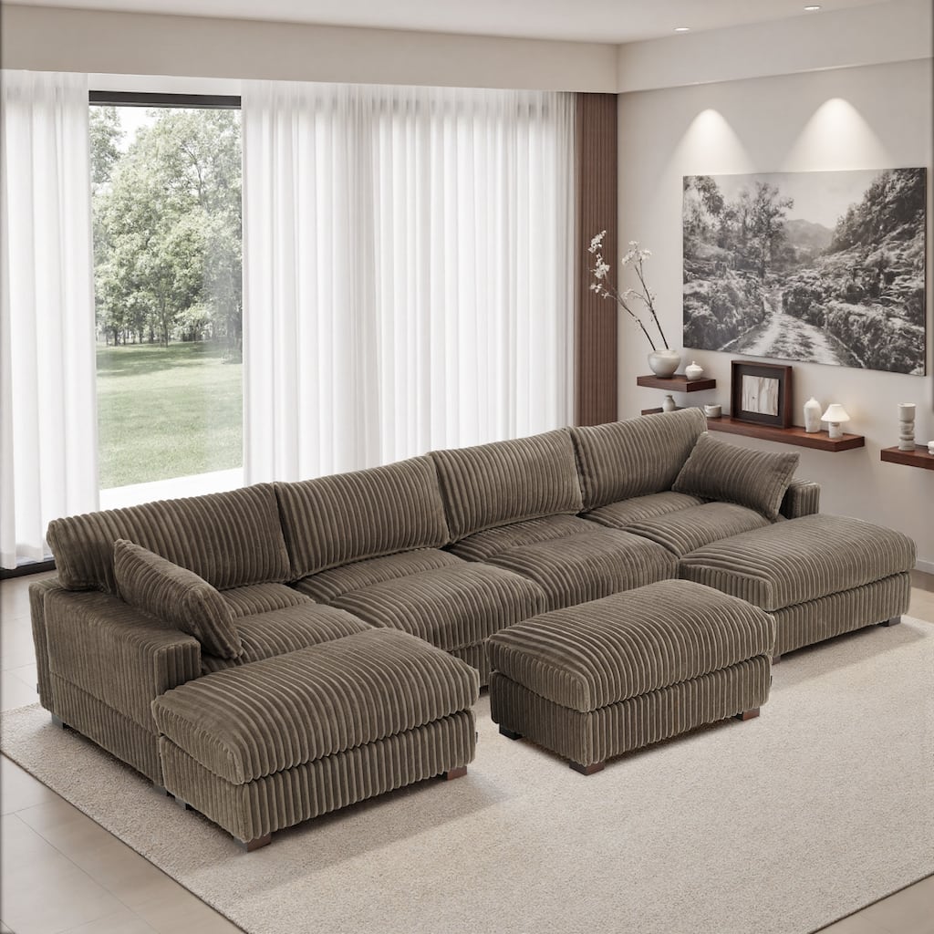 6-Piece 118.4"W Plush Oversized Modular Sectional Sofa Set