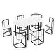 preview thumbnail 22 of 32, Modern 7-Piece Dining Table Set with Faux Marble Compact 55Inch Kitchen Table Set for 6