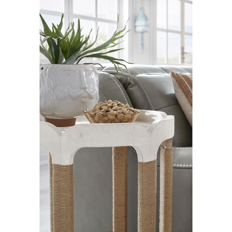 Magnussen Home Sunset Cove Moonlight Pearl Drum Table - 18''W x 18''D x 24''H