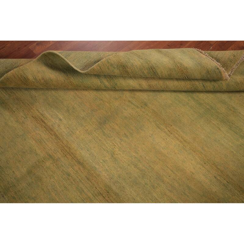 Green & Yellow Gabbeh Modern Oriental Area Rug Handmade Wool Carpet - 5'5" x 7'4"