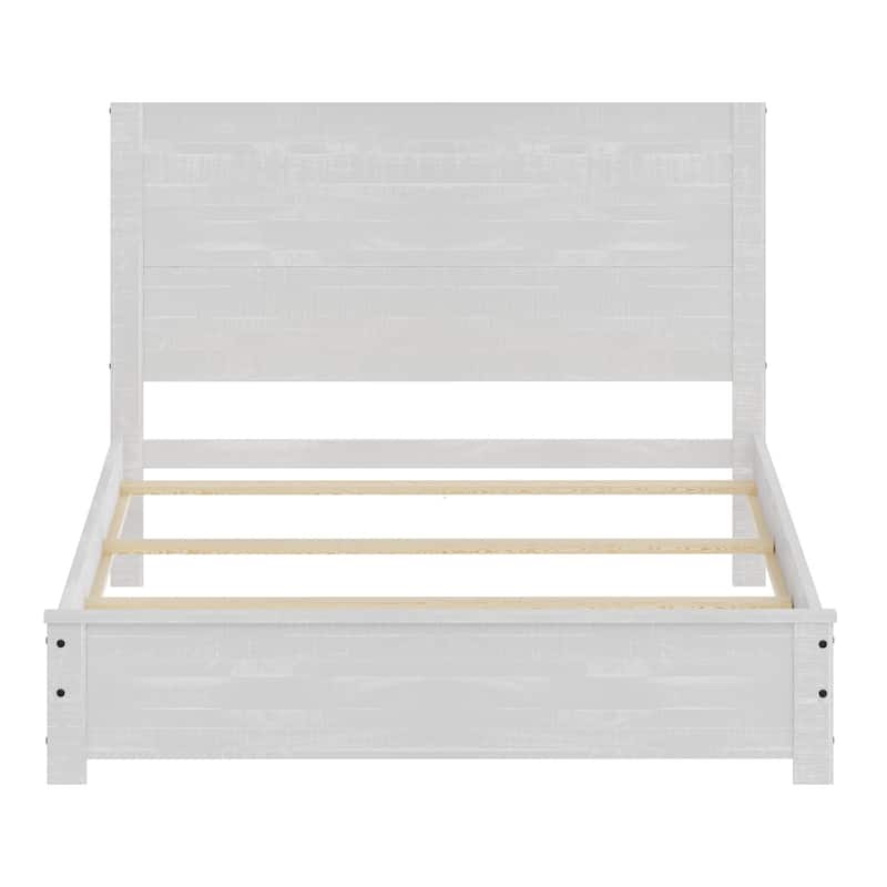 Twin Size Solid Wood Panel Bed with Headboard and Under-Bed Storage