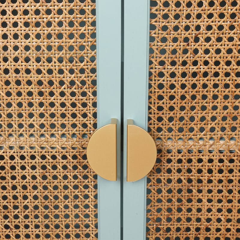 Woven Rattan Wicker Doors Accent Cabinet Sideboard