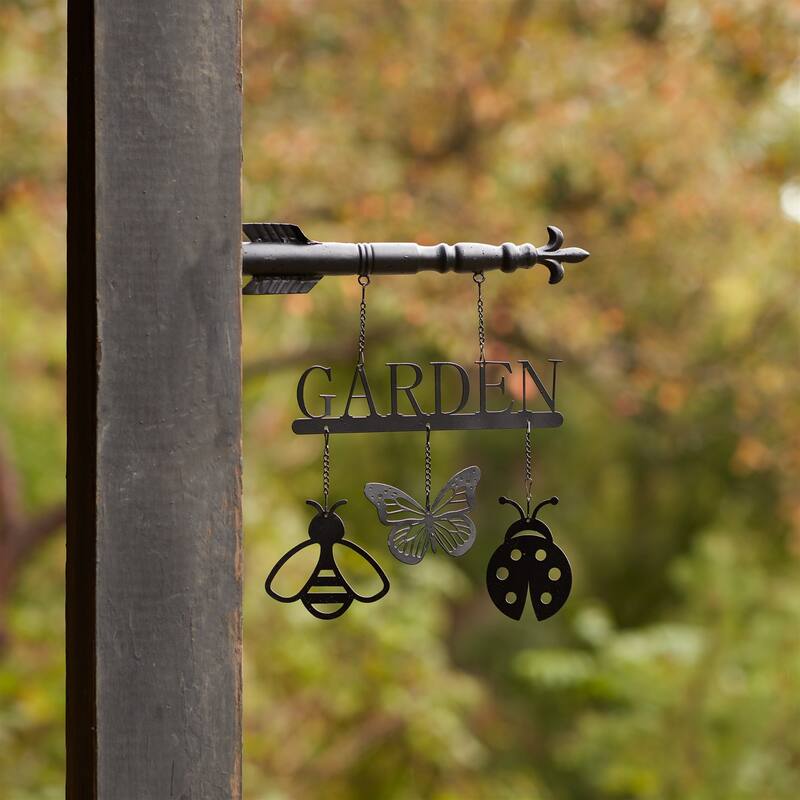 Butterfly Insects Garden Sign - 15.5" - Black