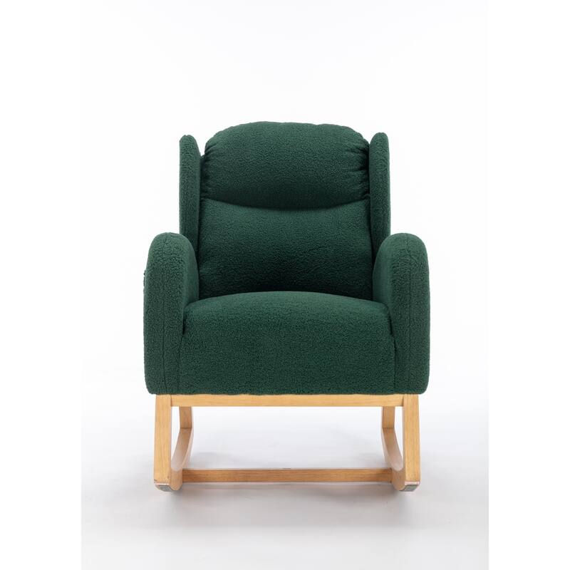 Teddy Fabric Rocking Chair With Packet Wood Legs