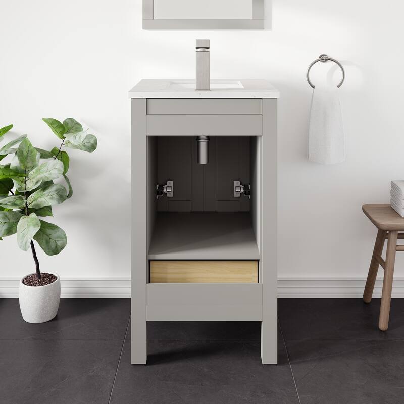 Eviva London 20"W x 18"D Gray Bathroom Vanity with Carrara Quartz Top