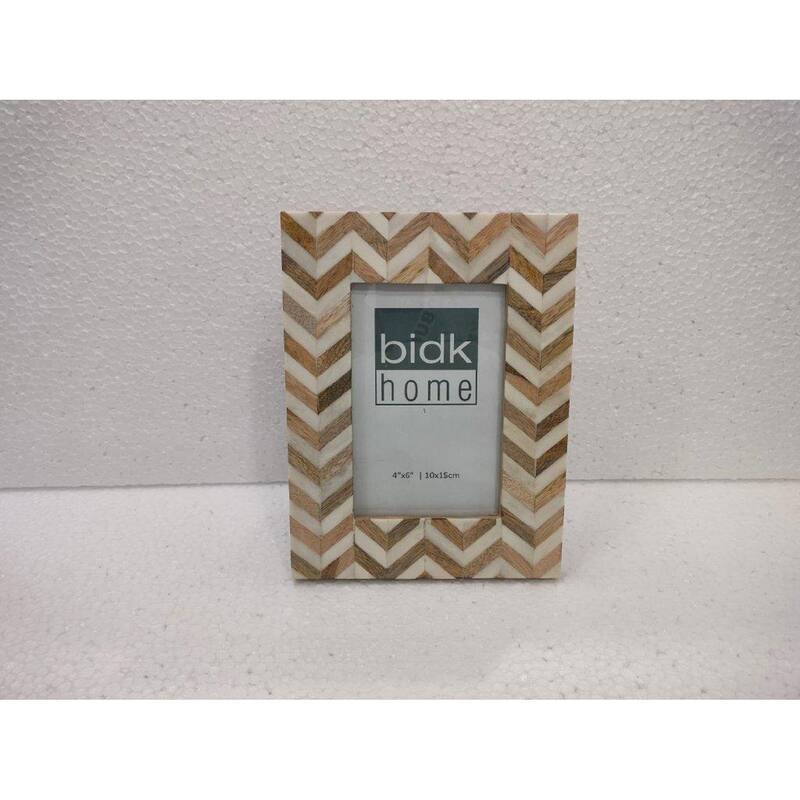 Zig Zag Frame White & Brown - WHITE & BROWN - 5x7