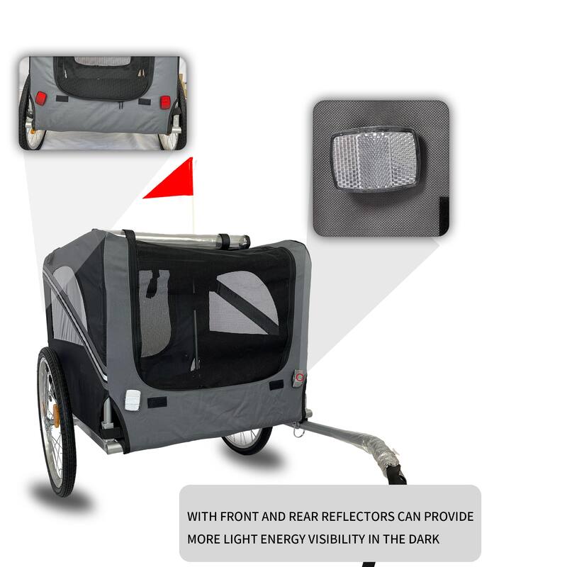 Durable Dog Bike Trailer with 20-Inch Wheels, Zippered Mesh Doors, and 88lb Capacity