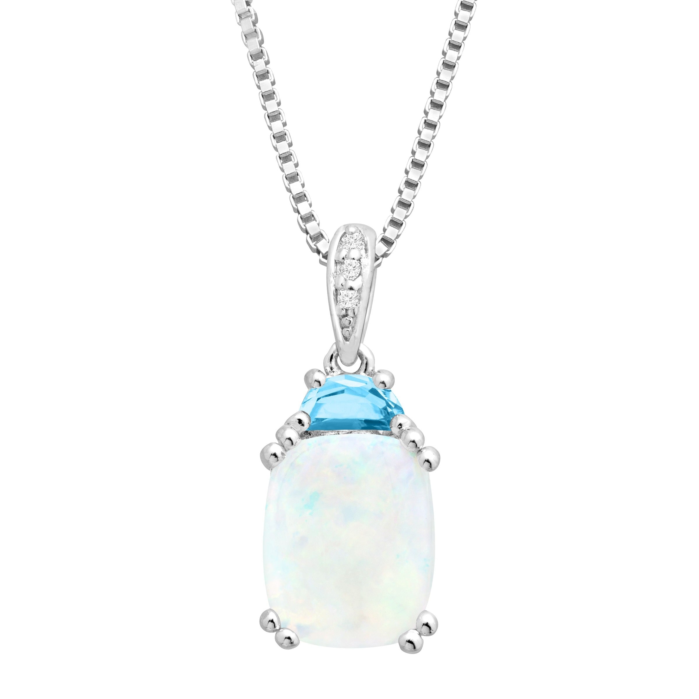 Sterling Silver Diamond /& Blue Topaz Pendant