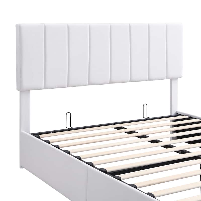 GDFStudio Upholstered Platform Bed with a Hydraulic Storage System