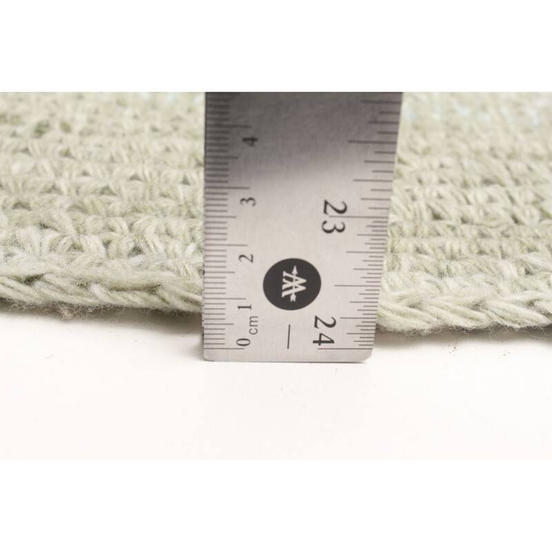 ECARPETGALLERY Braid weave Sienna Light Blue Wool Rug - 4'0 x 4'0