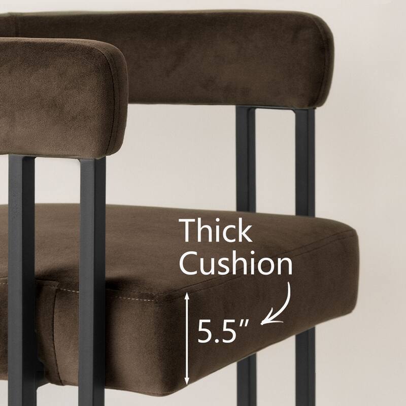 24" Seat Height Upholstered Velvet Solid back Counter Stool (Set os 4)