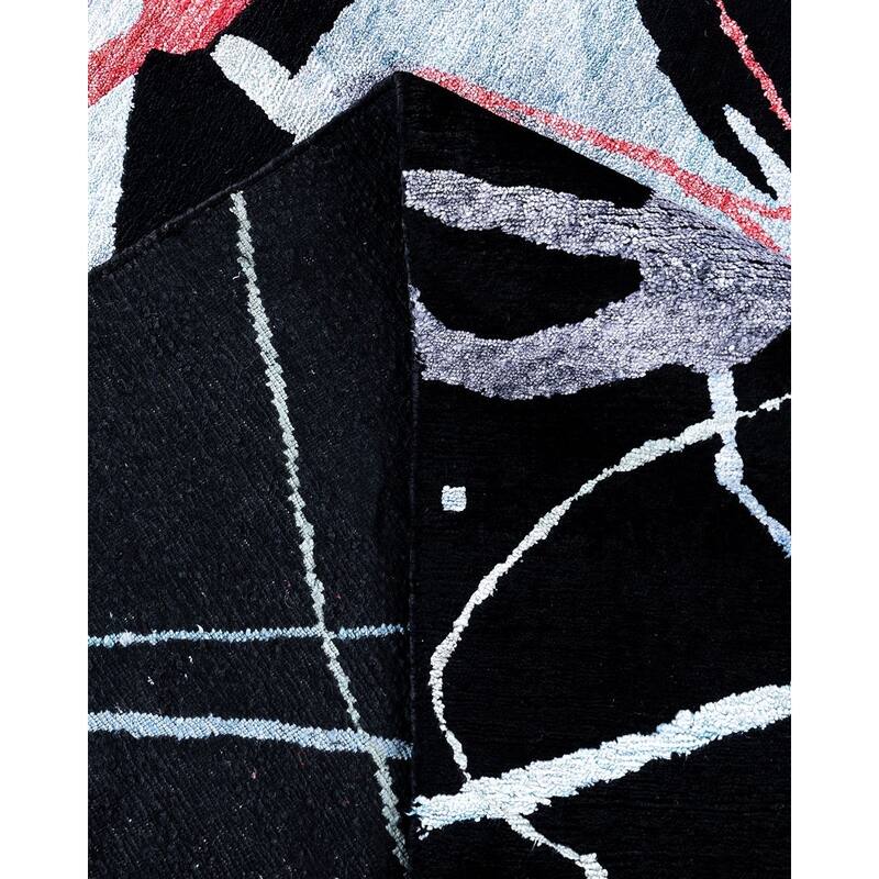 Modern One-of-a-Kind Hand-Knotted Area Rug, Black - 9' 2" x 12' 2"