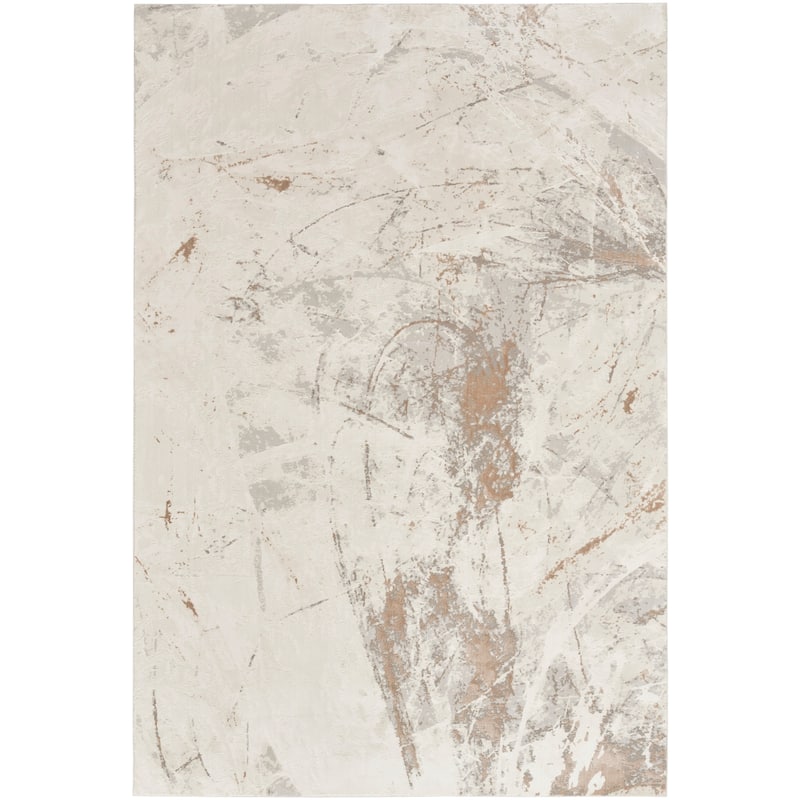 Nourison Desire Indoor only Grey Abstract Area Rug - 5' 3" x 7' 3" - Grey/Blue/Cream - Rectangle