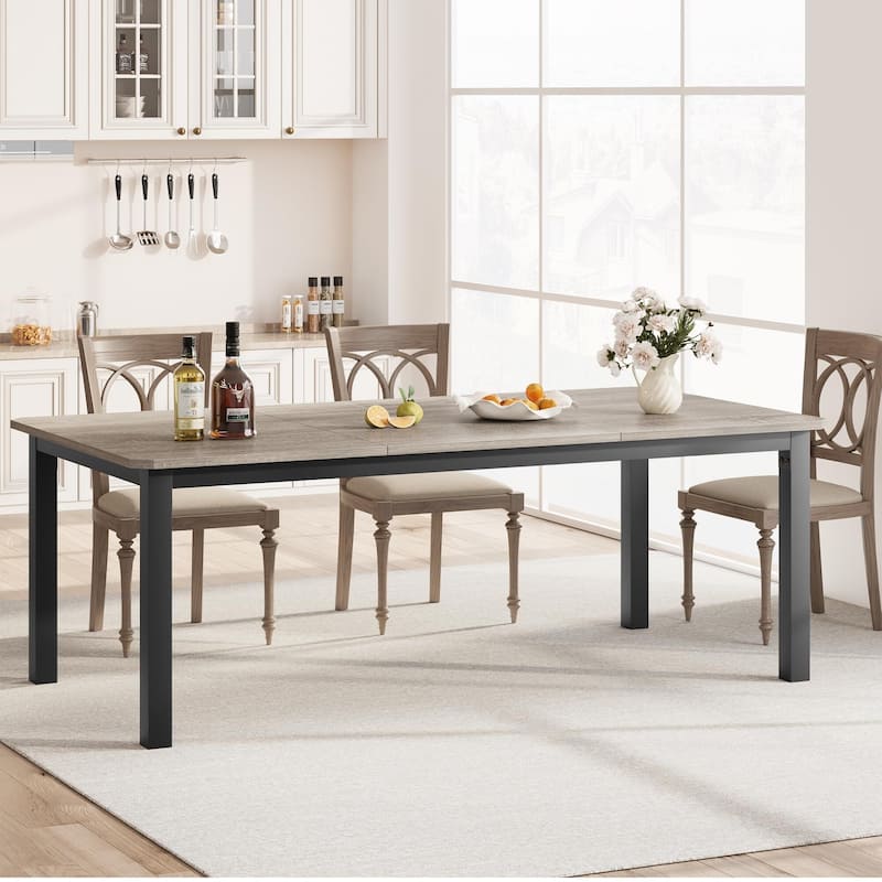 Dining Table for 6-8 People, 78.7" Rectangle Wood Kitchen Table
