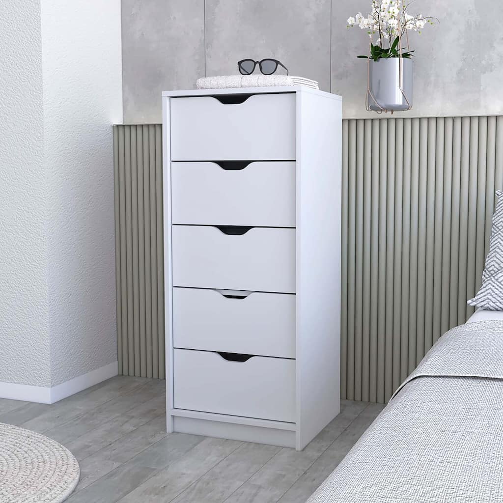 Tall Narrow 5-Drawer Chest Dresser with Slim Design, Smooth Glide Drawers, and Compact Modern Bedroom Storage