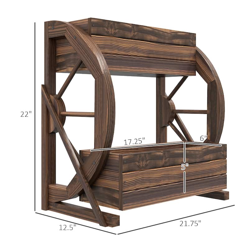 Outsunny 2-Tier Raised Garden Bed, Wooden Wagon Planter Boxes with Drainage Holes, for Vegetables Flowers Herbs