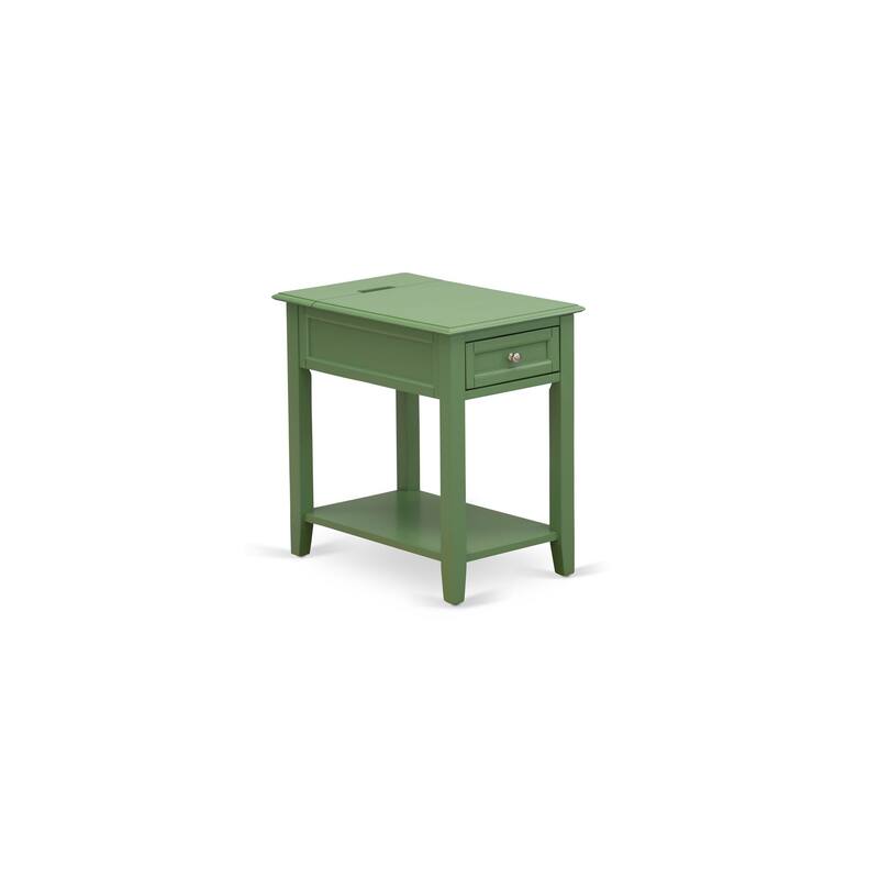 East West Furniture Denison Night Stand - Rectangle Modern End Table with a Drawer for Bedroom, 24x19 Inch, (Finish Options)